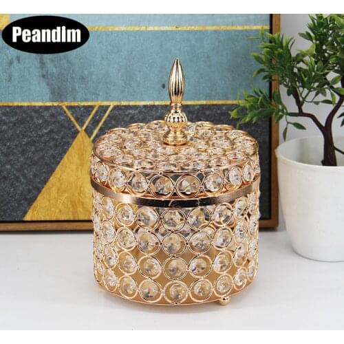 PEANDIM Crystal Nuts Candy Tray Home Cosmetics Jewelry Storage Box Wedding Party Decoration Plates Table Decorative Tray