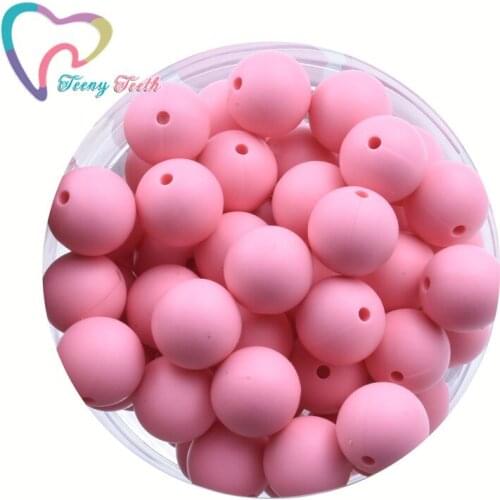 Teeny Teeth 100 PCS Dusty Pink 9-19 MM Silicone Round Bead DIY Baby Teething Necklace Accessories BPA Free Molar Toy Teether