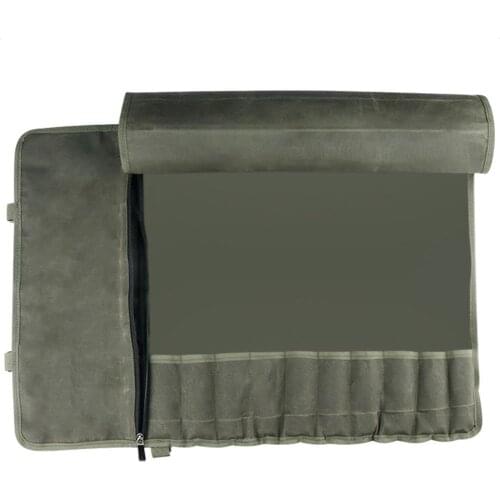 Portable Kitchen Cooking Chef Knife Bag Roll Bag Carry Case Bag Kitchen Cooking Tool Durable Storage 10 Pockets Green Colors