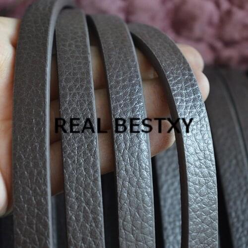 REAL BESTXY 5m/lot 12*4mm brown flat leather cords with oil sealed edges leather straps brown leather string bracelets men