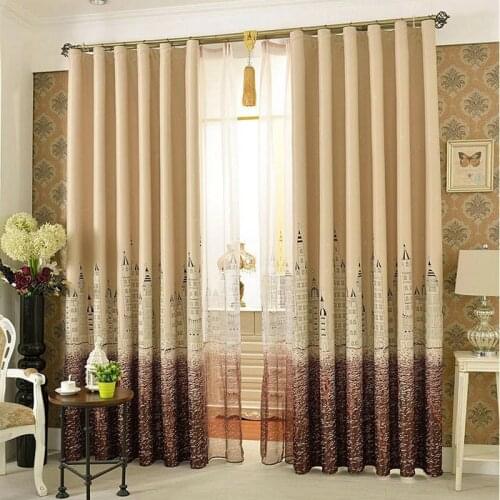 Modern Printed Curtains For Nursery Room Customized Ready Made Blackout Sky Castle curtains for living room