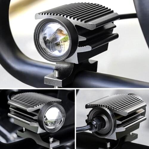 LED Lamp Waterproof Motorcycle Electric Vehicle Universal Headlight Dual Light Color Fog Light Projector Lens Spotlight