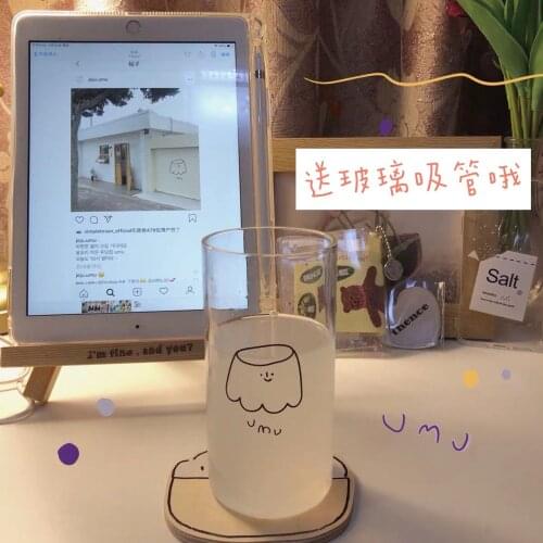 Korean Ins UMU Pudding Same Glass Heat-resistant Milk Cup Breakfast Cup Simple Korean Creative Water Cup