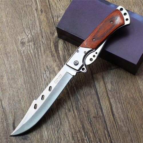 Military Outdoor Tactical Camping Knife Hunting Survival Pocket Folding Knife 58HRC 7cr13 Blade Portable Wood Handle Knives