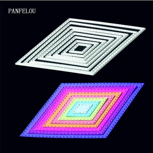 PANFELOU New year Eight-layer square Scrapbooking DIY album cards paper die metal craft stencils punch cuts dies cutting