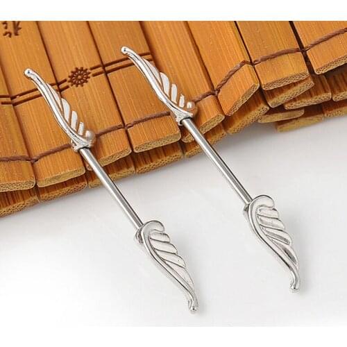 2piece 14Gx16mm Punk Rock Double Wing Nipple Shield Rings Body Piercing Jewelry Angel Wings Nipple Bar Ring For Women Gift