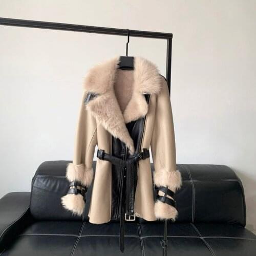 Winter 2020 NewIntegrated Coat Womens Middle and Long Tuscan Korean Version of A Slimming Lamb Coat Winter Coat Women Real