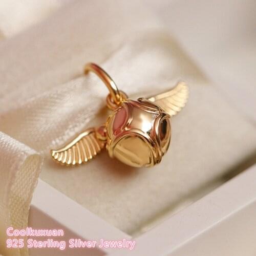 100% 925 Sterling Silver Golden Snitch Pendant beads Fits Original Brand bracelets Jewelry Making