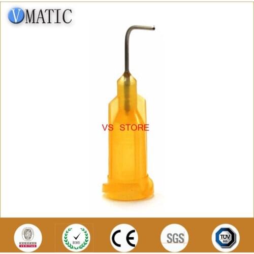 Free Shipping 100Pcs 23G Orange Color 0.5'' Tube Length 90 Degree Bent Glue Dispensing Needle Tip 1/2 Inch
