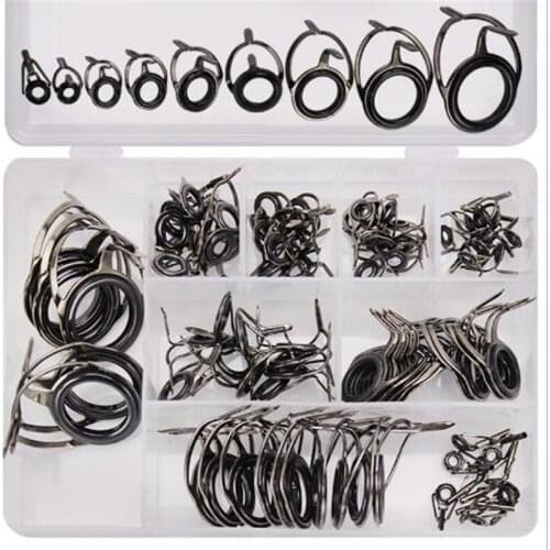2 set/lot 85PCS/boxed 75PCS/boxed ceramic plus high carbon steel sea bream guide eye set wire ring fishing rod accessories