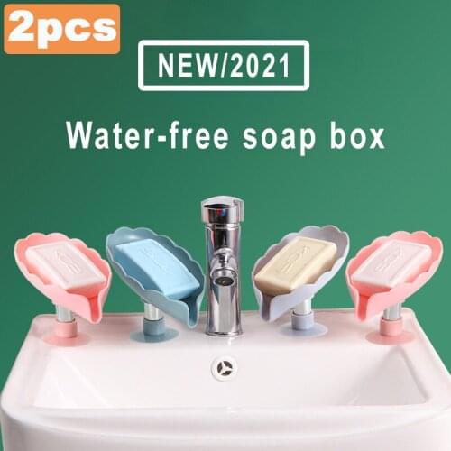 Bathroom Accessories Soap Holders Leaf Shape Soap Drain Racks Sucker Soap Box Bathroom Shower Soap Tray Portable Soap Dishes