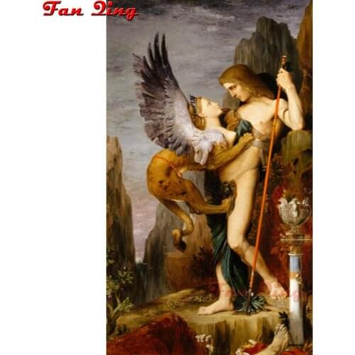 5d diy Diamond painting Oedipus and the Sphinx cross stitch square round diamond embroidery Handmade home decoration gifts