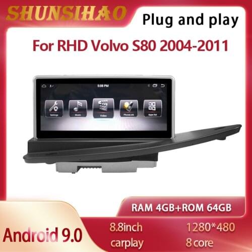 Ouchuangbo car GPS navigation For 8.8 inch RHD Volvo S80 V70 2004-2011 car radio player Automatic radio CarPlay 4GB+64GB