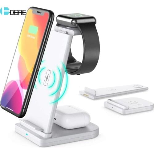 3 in 1 Wireless Charger For iPhone 11 XS XR X AirPods Pro Apple Watch 6 SE 5 4 3 2 Qi Fast Charging Stand for iWatch Samsung S20
