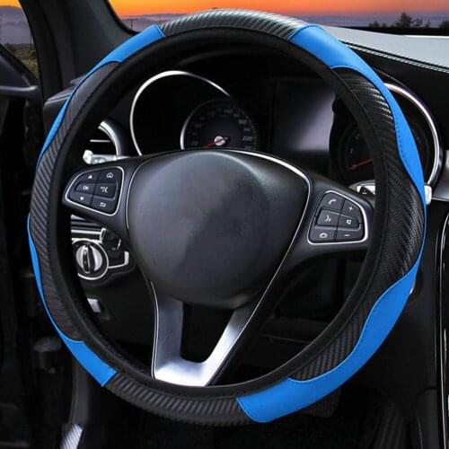 38CM Car Steering Wheel Cover without Inner Ring Elastic Belt Handle Cover Carbon Fiber Sports 16 Micro Fiber Leathe 60 Lcyonger