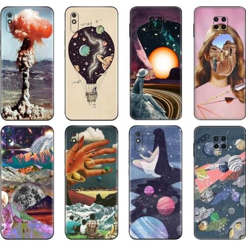 Black tpu Case For Xiaomi Redmi 7A 8 8A 9 9A 9C Case Redmi Note 8T 8 Pro T Note 9 9S 9 Pro Case Trippy aesthetic