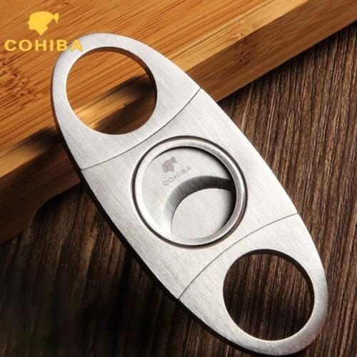 COHIBA Double Edge Cutter Cigar Cutter Knife Pocket Classic Cigar Guillotine Stainless Steel Scissors Household Accessories