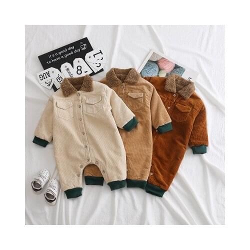 Baby Winter Rompers Fleece Baby Boys Girls Jumpsuits Corduroy Infant Girls Rompers Winter Toddler Outfit Thicken Kids Overalls