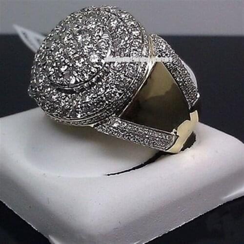 Elegant Shiny Gold Color Inlaid White Crystal Zircon Alloy Female Ring for Women PartyWedding Anniversary Size 5-11