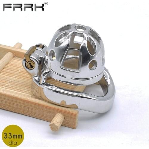 FRRK Couple Cock Rings CBT Play Stainless Steel BDSM Sex Toys Mens Penis Small Male Chastity Cage Adult Goods for Man