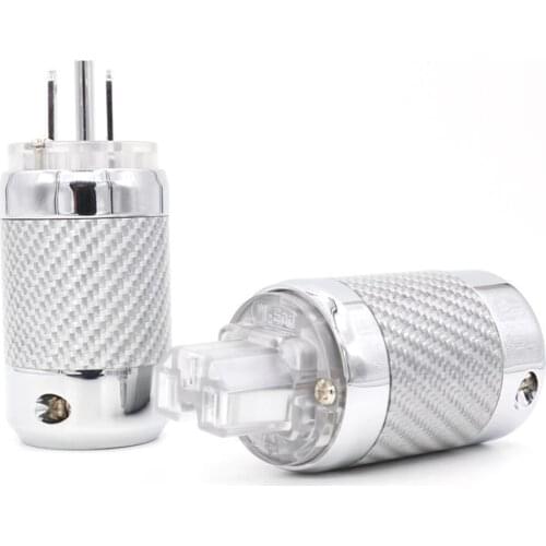 HIFI Unprinted Copper Rhodium Carbon fiber US power plug IEC connector for DIY US AC power cord