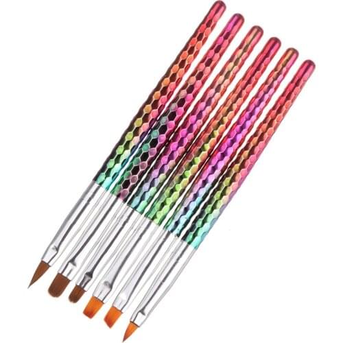 1Pcs 4 style Mermaid Honeycomb Handle Nail Art Acrylic Gel Extension Brush Flower Design Drawing Painting Pen Set
