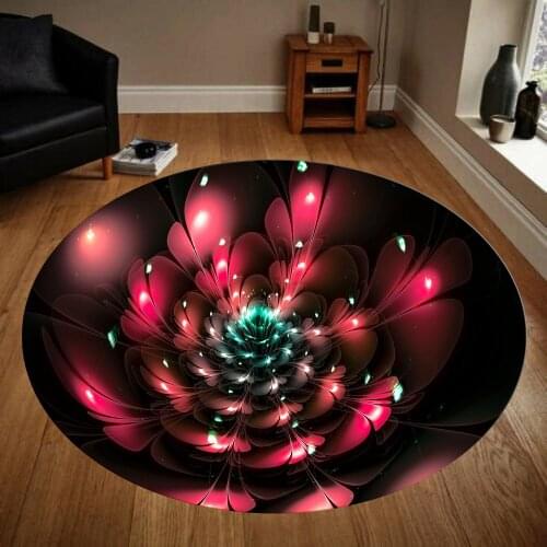 Red Light Patterned Round Carpet, Non Slip Floor Carpet,Teens Rug