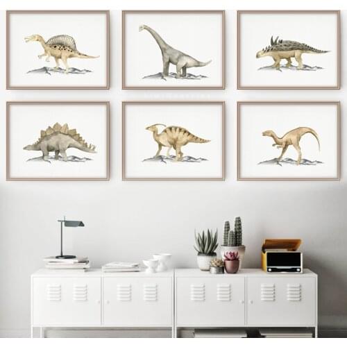 Cartoon Dinosaur Triceratops Wall Art Canvas Painting Nordic Posters And Prints Wall Pictures For Kids Room Decor
