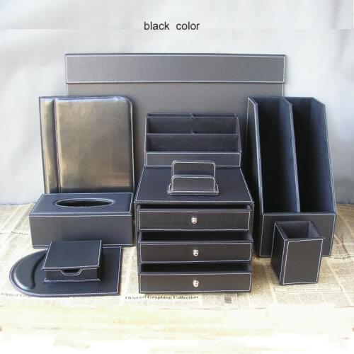 10PCS/set leather business office desk organization set writing board file cabinet file stand stationery organizer pen box K252
