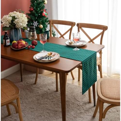 Green Plaid Table Runner New Year Christmas Decorations Dining Table Decor Home Living Room Bedroom Fall Table Runners Cover