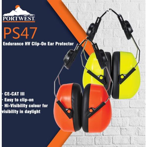 Portwest PS47 Endurance HV Clip-On Ear Protector Quick-plug Sound insulation Earmuffs Noise reduction Ear muffs for hard hat