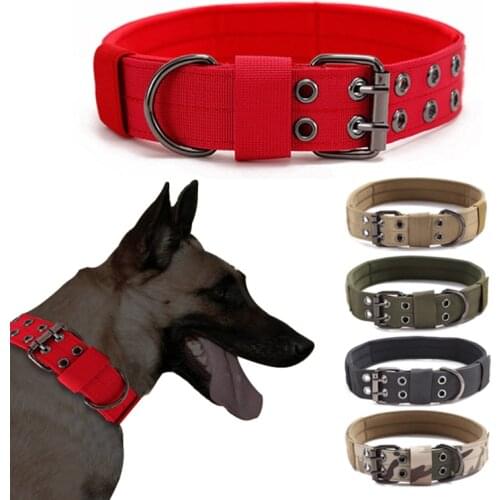 Red K9 Military Tactical Dog Collar Working Durable Nylon Adjustable Outdoor Training Pet Small Large Dog Collar German Shepard