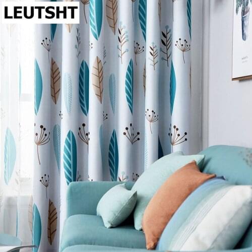 Nordic Blackout Curtains for Living Room Printed Leaf Thick Curtain Window For Bedroom Kitchen Blinds Drape Tulle and Curtains