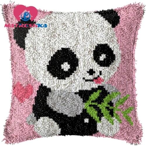Embroidery pillow cross-stitch pillow latch hook kits embroidery carpet do it yourself Foamiran for crafts Home decor Panda