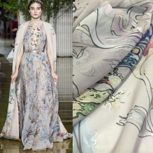 Hot little fairy wind skirt high-grade digital printing fabric woven dress shirt clothing cloth 148cm wide beautiful comfortable