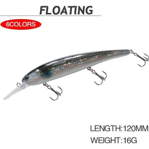 120mm 16g Floating Minnow Fishing Lures Jerkbait Wobblers Crankbait Iscas Artificial Plastic Hard Bait 3D Eyes For Pike Bass