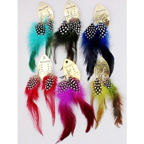 QianBei Dream 6Pairs Hollow out Vintage Leaf Feather Dangle Earrings For Women Bohemia Earring Ladys Ethnic Indian Jewelry