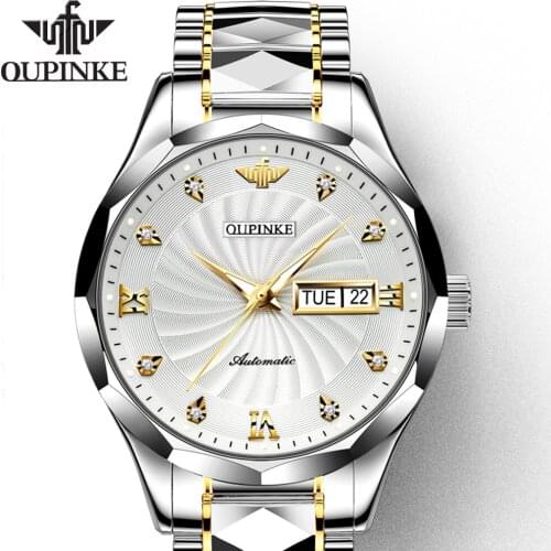Swiss Brand OUPINKE Luxury Men Watches Automatic Watch Mens Tungsten Steel Waterproof 5ATM Business Mechanical Wristwatch 3169