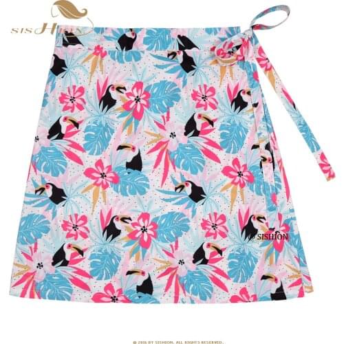 SISHION Tropical Flowers Leaves and Toucans Printed Beach Summer Skirt SS0015 Plus Size Sarong Boho Multitasks Sexy Wrap Skirt