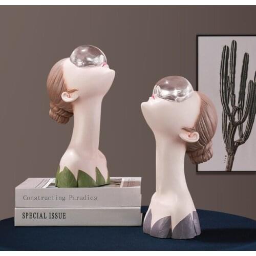 Nordic Creative Resin Looking Up Girl Character Adornments Home Livingroom Desktop Furnishing Crafts Bookcase Figurines Decor
