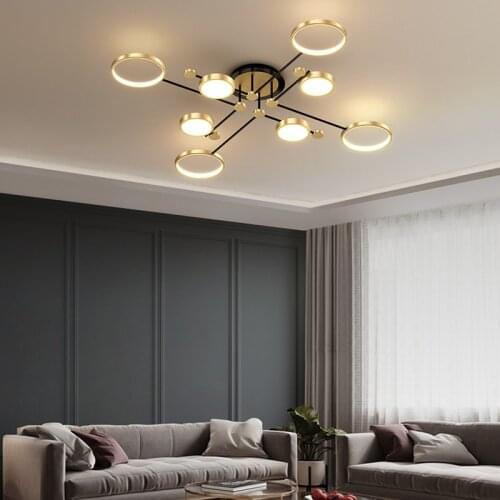 LED Chandelier Lighting For Living Room Bedroom New Lamp Gold Frame Aluminum Dropshipping Indoor Fixture Light Lustres WF102805