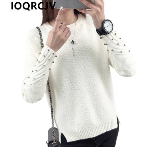 2019 Autumn Winter New Women Sweater and Beading Pullover Long Sleeve Elasticity Jumper Casual Knitted Sweaters Female Tops R922
