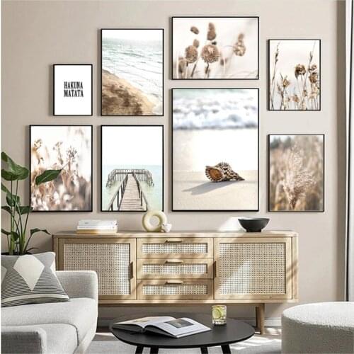 Grass Scenery Poster Wall Art Canvas Art Painting Beight Plant Print Modern Minimalist Home Decor Picture for Dormitory Design