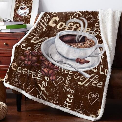 Vintage Style Coffee Beans Sugar Throw Blanket Soft Fleece Blankets Winter Blanket Portable Picnic Blankets Bedclothes