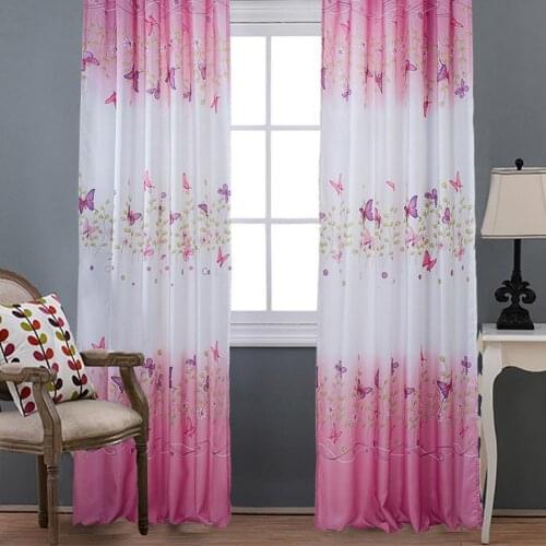 1 Pc Butterflies Curtain Semi-Blackout Elastic Polyester Stretch Short Window Decor Curtains for Home Bedroom Accessories Decor