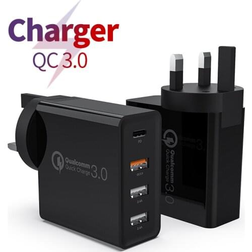 48W EU UK US AU Charger Type C USB Charger Multi-port USB Type-c QC3.0 Fast Charging Wall Home Travel Plug Adapter