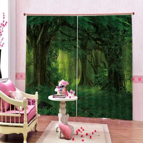Modern Print photo Blackout curtains tree landscape Bedroom curtains hook polyester Curtain decoration