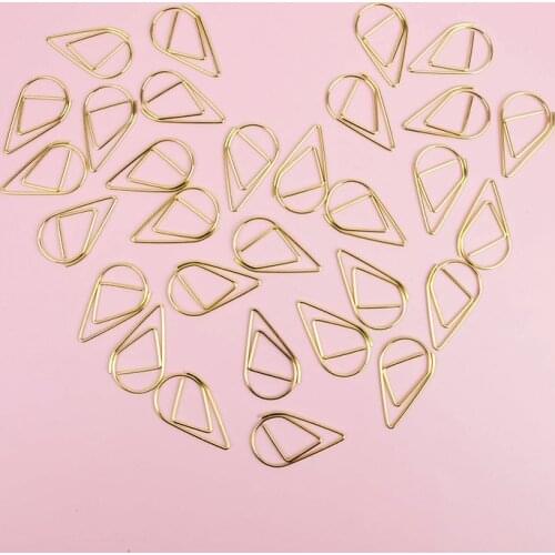 1pack Modeling Paper Clips Metal Water Drop Shape Golden Silver Multicolor Bookmark Memo Paperclips For School Office