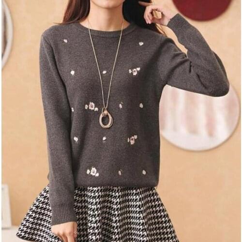 2019 Autumn Sweater Women Embroidery Knitted Winter Women Sweater And Pullover Female Tricot Jersey Jumper Pull Femme