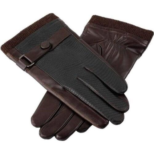 Winter Mens Genuine Leather Gloves 2020 Fashion Warm Black Gloves Plus Velvet Outdoor Riding Sheepskin Mittens